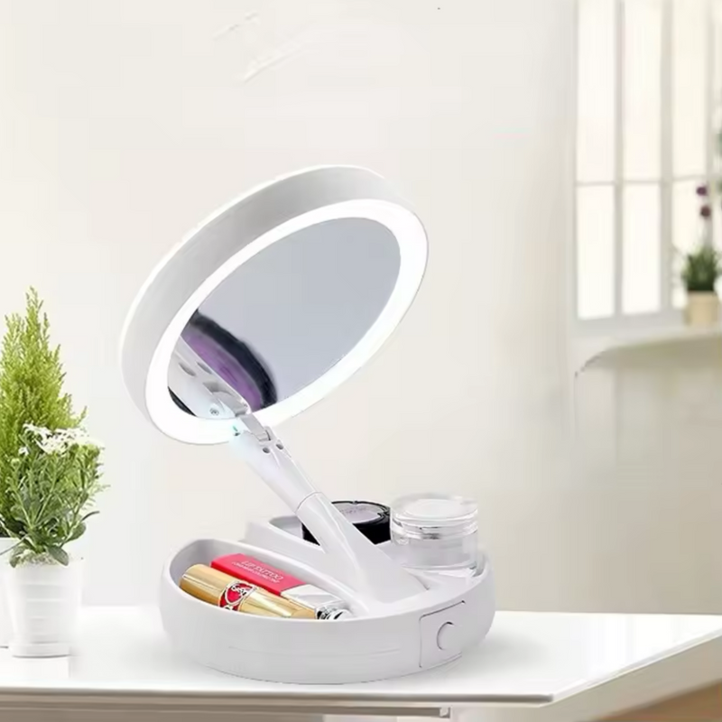 GlamMirror - Specchio Led pieghevole a due facce