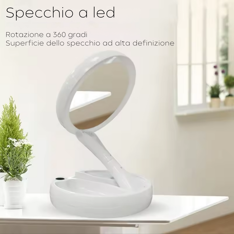 GlamMirror - Specchio Led pieghevole a due facce